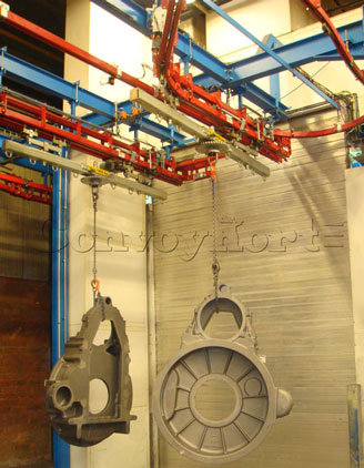 Convoynort - Power and free - 3500 Series - Carriers waiting introductions in paint booth