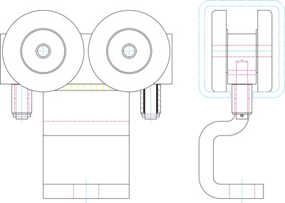 Manual monorail - 600 Series - Sliding doors - Track and trolley drawing