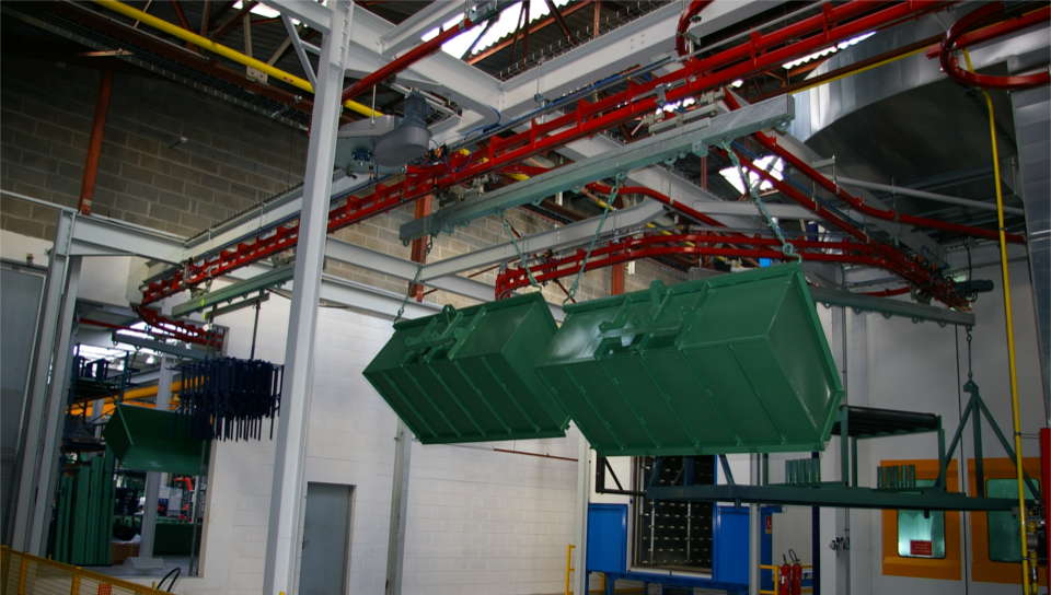 Convoynort - Overhead handling - Power and free - Surface treatment output and enter painting booth