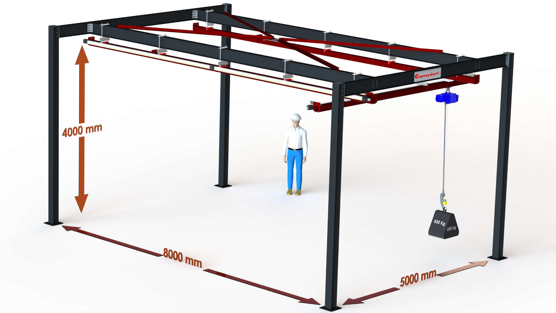 Convoynort - 8-meter gantry crane with 1 rolling beam.